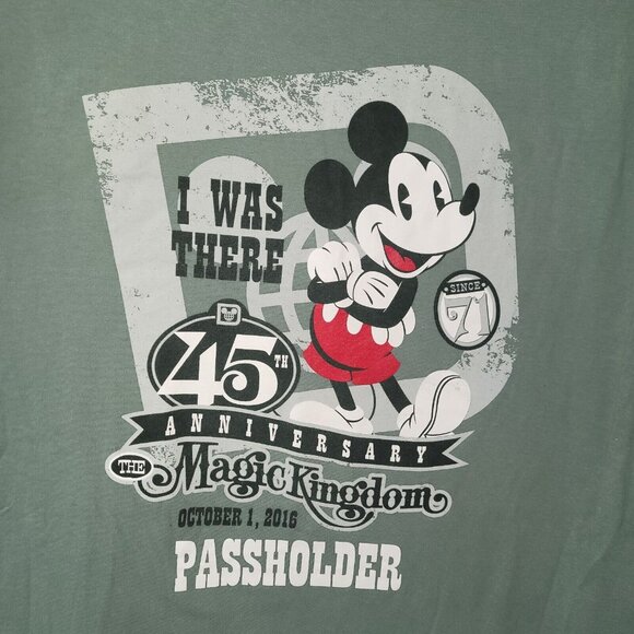 The Magic Kingdom 45th Anniversary Shirt Adult XL Green Mickey Mouse Disney Park - Picture 2 of 8